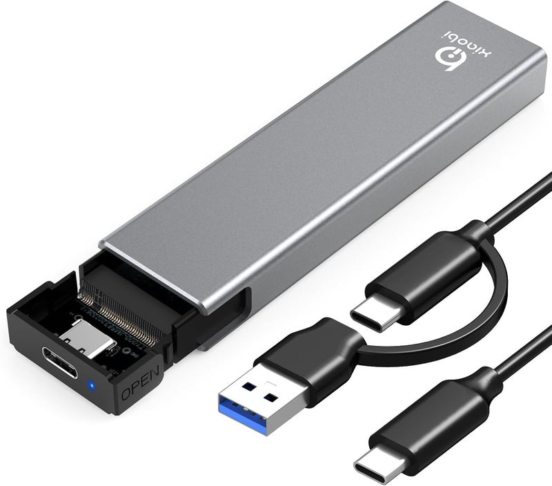 xiaobi M.2 NVMe SSD Enclosure, Tool-Free Installation, USB 3.2 Gen 2 (10 Gbps) to NVME M-Key/(B+M) Key PCIe NVMe Reader Support UASP and Trim, for SSDs 2230/2242 /2260/2280（Gery） - Image 1